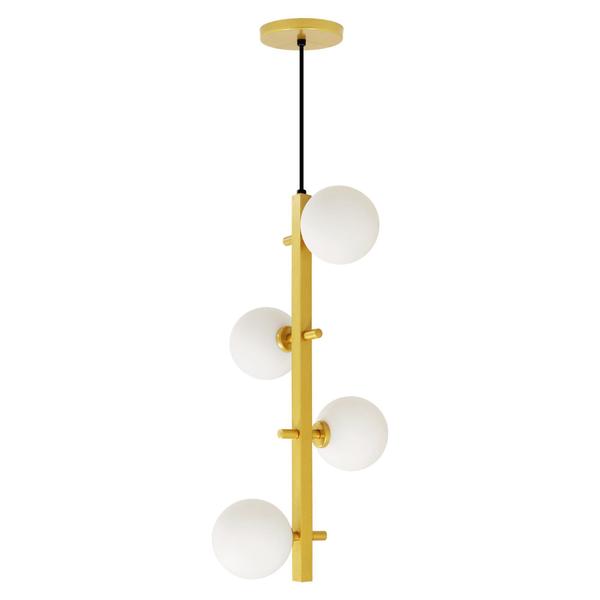 Imagem de Pendente Teto Jabuticaba Vertical 4 Globos Vidro Dourado