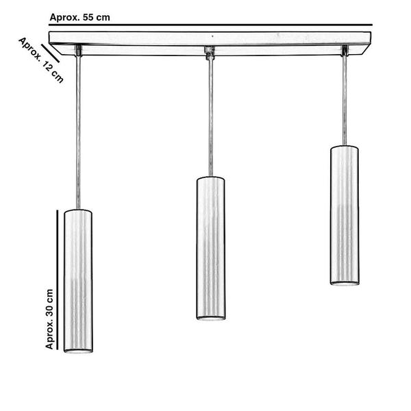 Imagem de Pendente Triplo Tubo Cilindro Branco 30Cm + Led 3k