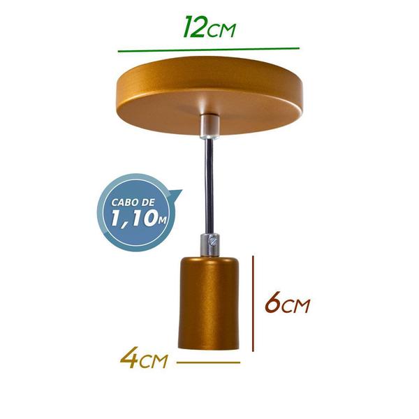 Imagem de Pendente Tubo Cilindro Alumínio 6cm Cobre + Filamento Carbono T30 220V St458