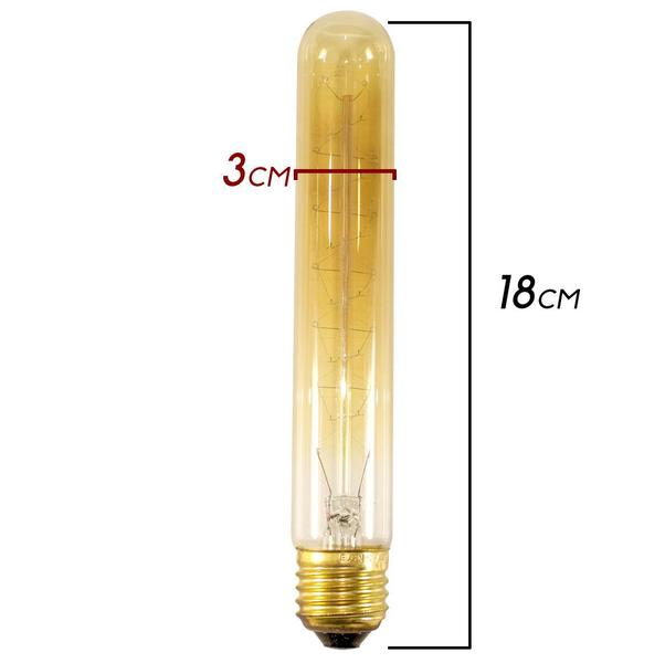 Imagem de Pendente Tubo Cilindro Alumínio Cobre Escovado + Filamento Carbono T30 110V St458