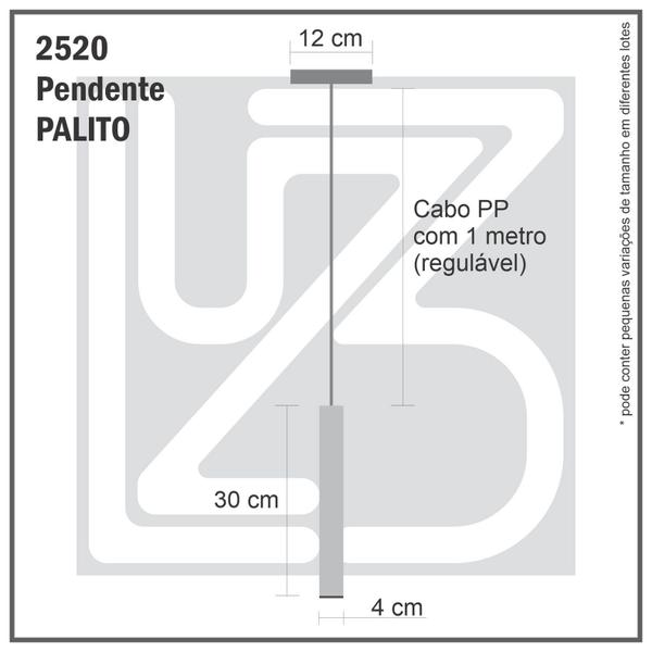 Imagem de Pendente Tubo Palito 30cm - Branco com Anel Prata