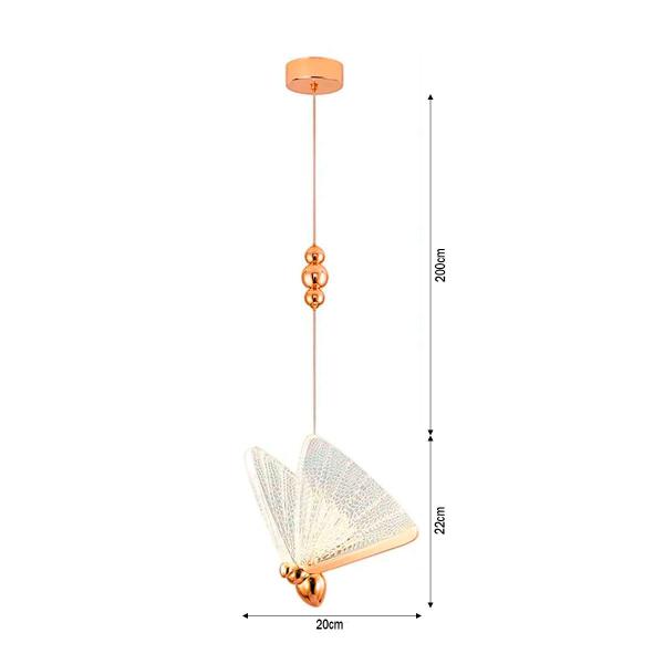 Imagem de Pendente Wing Borboleta Dourado 20cm 5W 3000K Bivolt - GMH - P-Wing-Gold