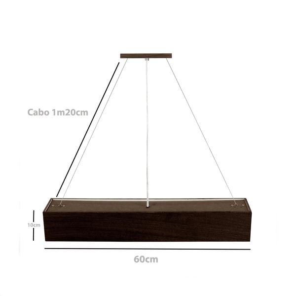 Imagem de Pendente Wood Retângular T8 64X13Xh130Cm - 2 Luzes - Málaga