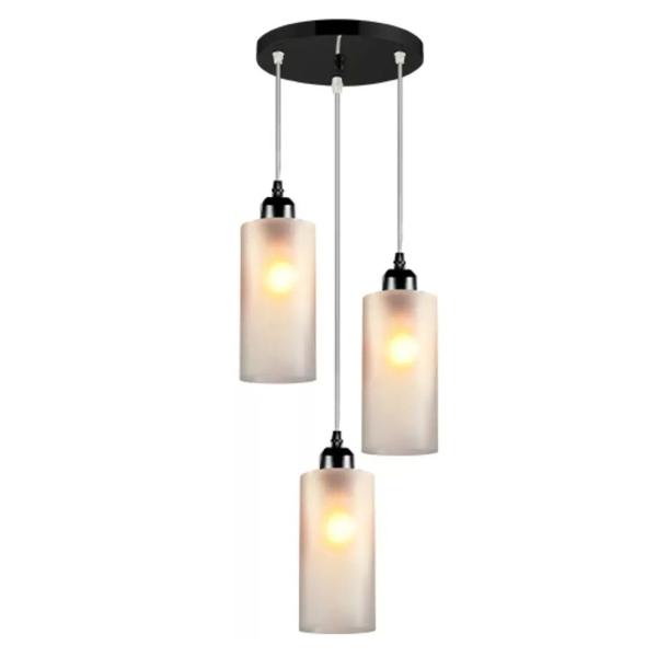 Imagem de Pendentes Lustre Iluminária Retrô Smooth Aço Preto 3 Cupulas