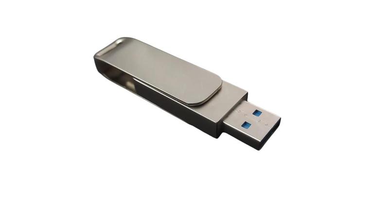 Imagem de Pendrive 1 gb USB 3.0 OTG - Prata Com Tampa Giratória