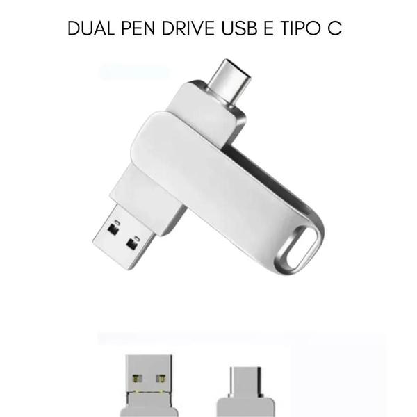 Imagem de Pendrive Full Metal Ponta Dupla Usb 3.0 E Tipo C Tablet Notebook PC e Celular