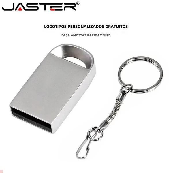 Imagem de Pendrive Mini USB 64GB/32GB/16GB com Chaveiro - Metal Prateado