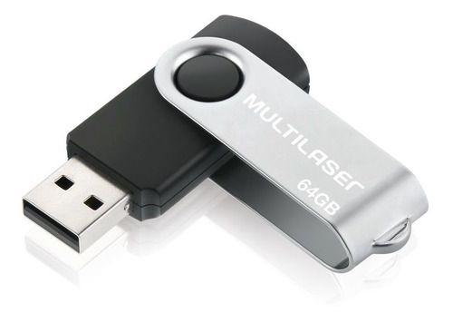 Imagem de Pendrive Multilaser Twist Pd590 64gb 2.0 Preto E Prateado