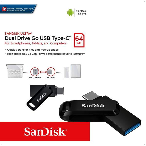 Imagem de Pendrive sandisk dual go type-c 64gb