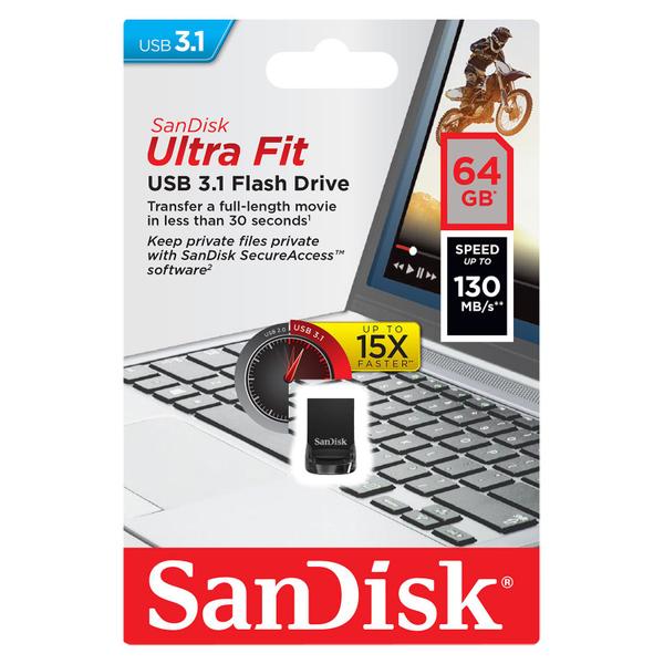 Imagem de Pendrive Sandisk Z430 Ultra Fit 64GB / USB 3.1 - Preto (SDCZ430-64G-G46)