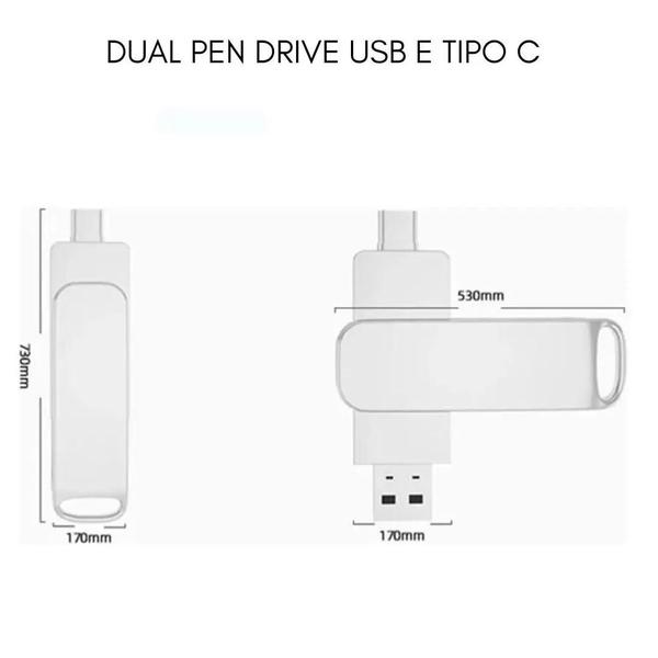 Imagem de Pendrive Ultra Resiste Dual Usb 3.0 E Tipo C Tablet Notebook PC e Celular