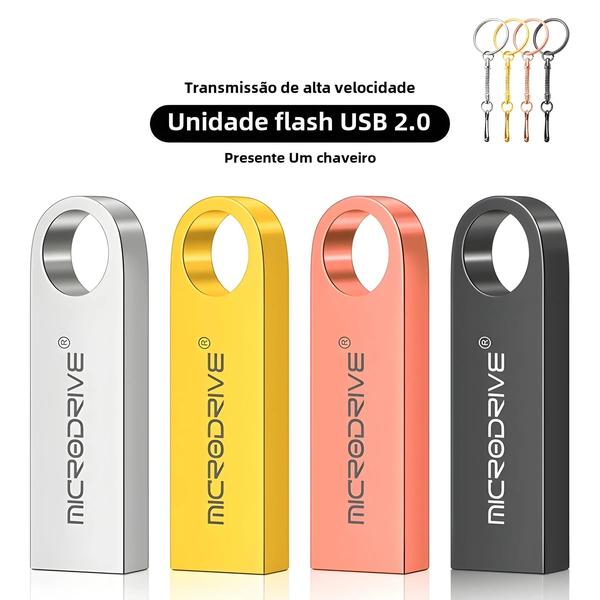 Imagem de Pendrive USB 2.0 de Metal - Alta Velocidade, À Prova D'Água (8GB, 32GB, 64GB, 128GB)