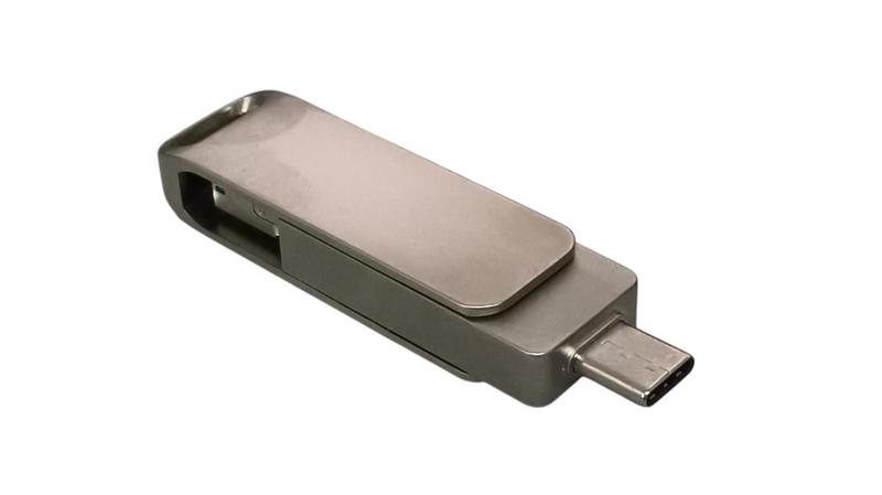 Imagem de Pendrive USB 3.0 256gb Otg Tipo C Prateado Tampa Giratoria