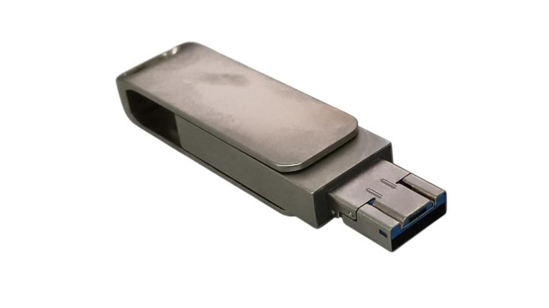 Imagem de Pendrive USB 3.0 256gb Otg Tipo C Prateado Tampa Giratoria