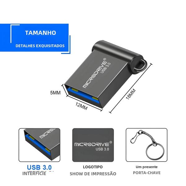 Imagem de Pendrive USB 3.0 de Alta Velocidade - 128GB, 64GB, 32GB e 16GB