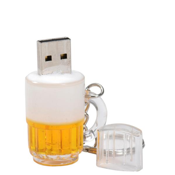 Imagem de Pendrive USB 8GB a 128GB - Formato de Garrafa de Cerveja com Chaveiro