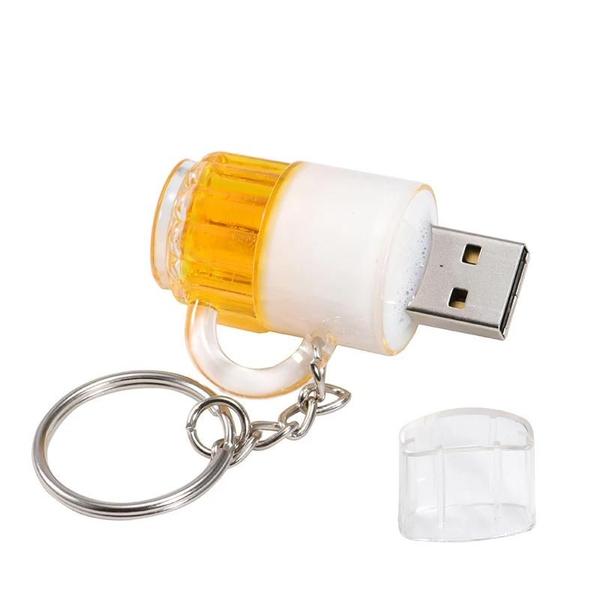 Imagem de Pendrive USB 8GB a 128GB - Formato de Garrafa de Cerveja com Chaveiro