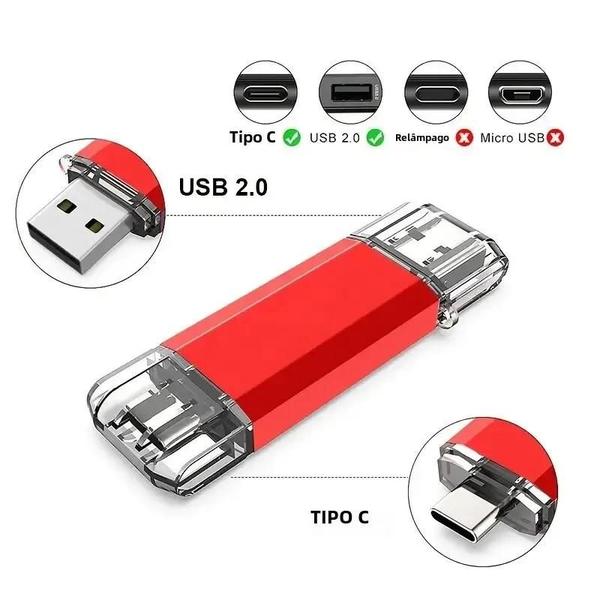 Imagem de Pendrive USB OTG 2 em 1 Tipo C - 64GB/128GB - Alta Velocidade