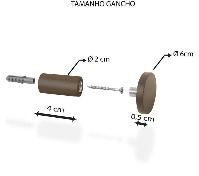 Imagem de Pendurador Gancho Multiuso Aluminio Preto 6 Cm Redondo