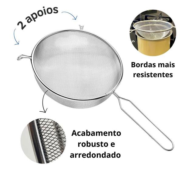 Imagem de Peneira 14cm De Cozinha Inox Forte Polvilhar Escorrer Coar Suco