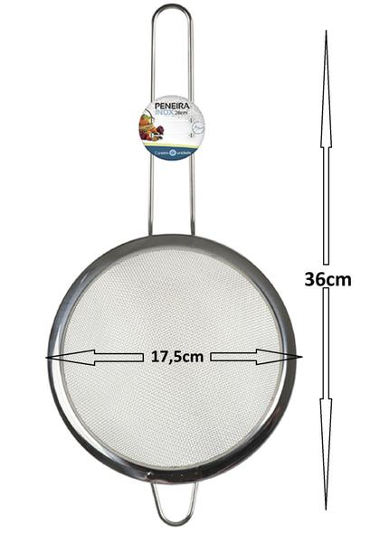 Imagem de Peneira de Aço Inox 17,5cm Polvilhar Coar Macarrão-R