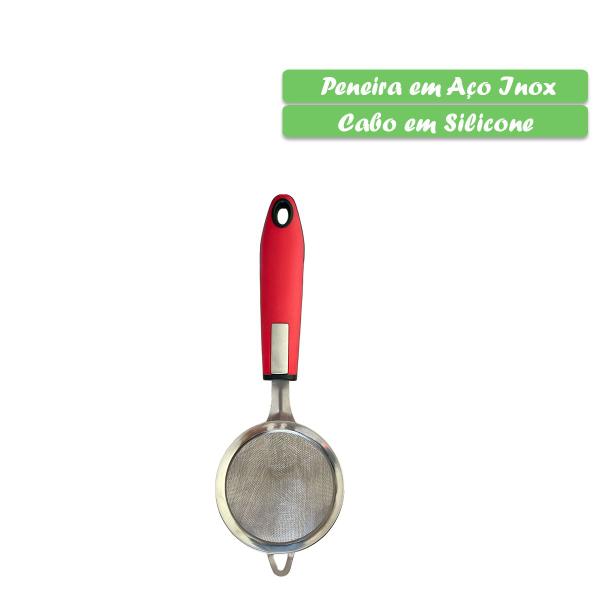 Imagem de Peneira em Aço Inox com Cabo de Silicone 24cm