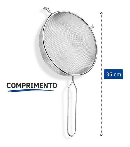 Imagem de Peneira Inox 21cm Cozinha Para Escorrer Massa Coar Polpa Suco