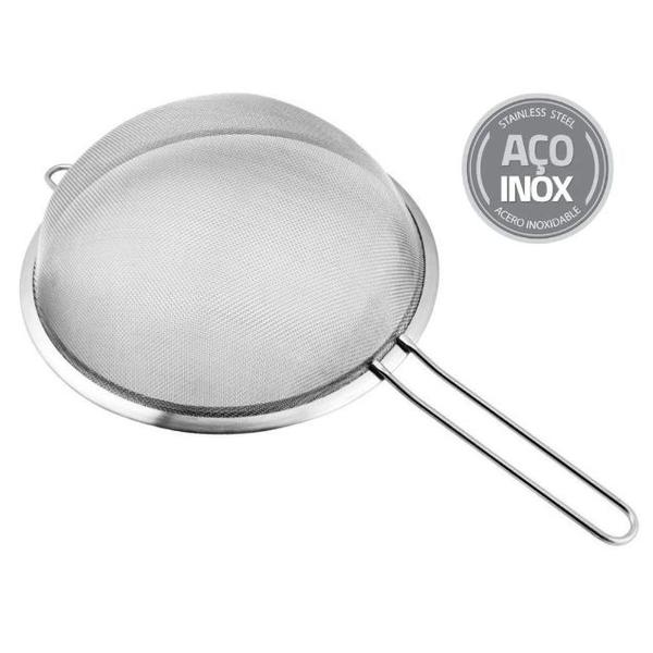 Imagem de Peneira Inox 23 Cm Coador Polvilhado Farinha Sucos Chás Cozinha