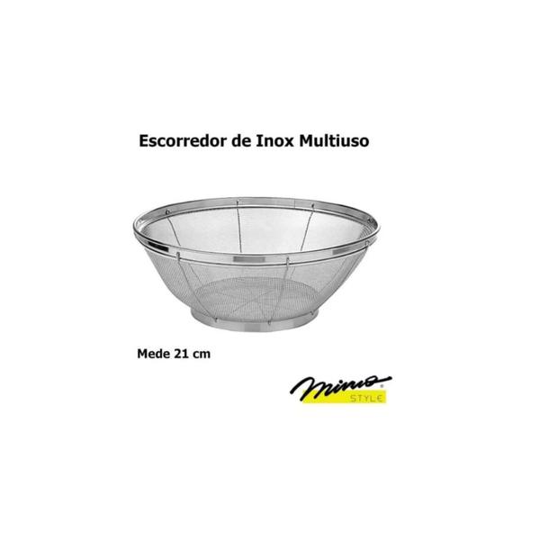 Imagem de Peneira Multiuso Escorredor Inox Frutas Legumes 21x10cm