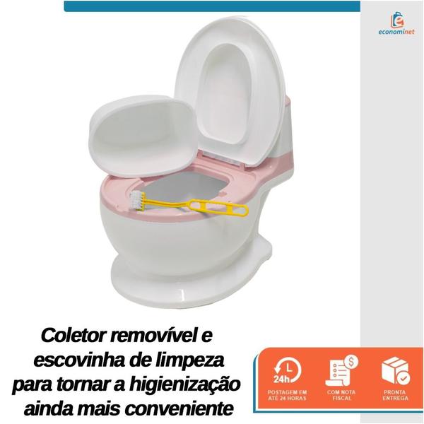 Imagem de Penico Privadinha Infantil Vaso Sanitário Troninho Redutor Assento Som de Descarga Flush