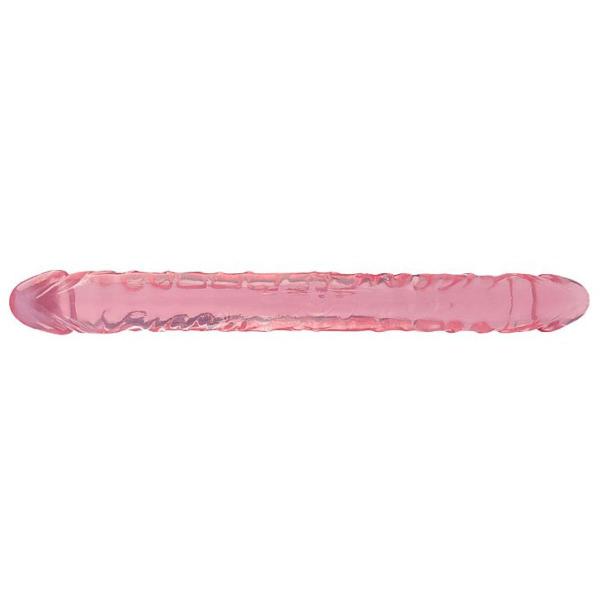 Imagem de Pênis Dildo de Casal Duas Pontas Duplo Maleável Flexível 33,5 x 3,2 cm Rosa