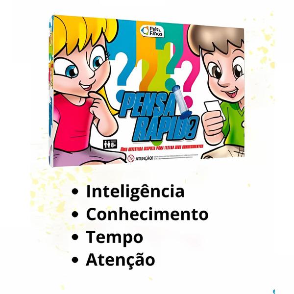 Imagem de Pensa Rápido Jogo Tabuleiro Infantil Cartas Conhecimento