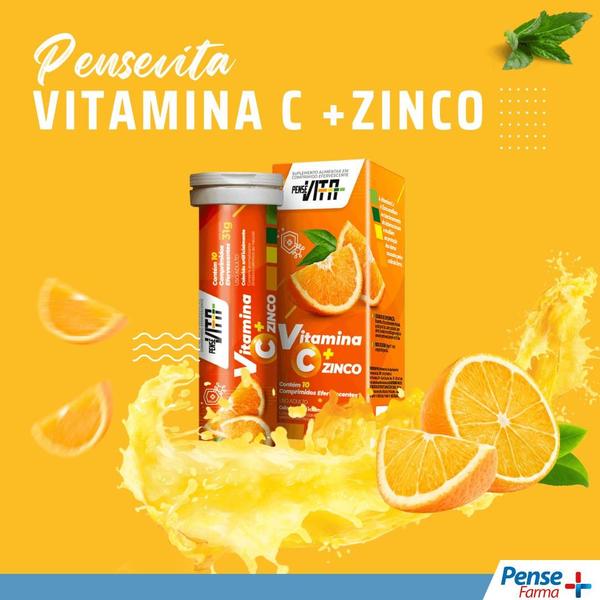 Imagem de PenseVita Vitamina C + Zinco Com 10 Comprimidos Efervescentes