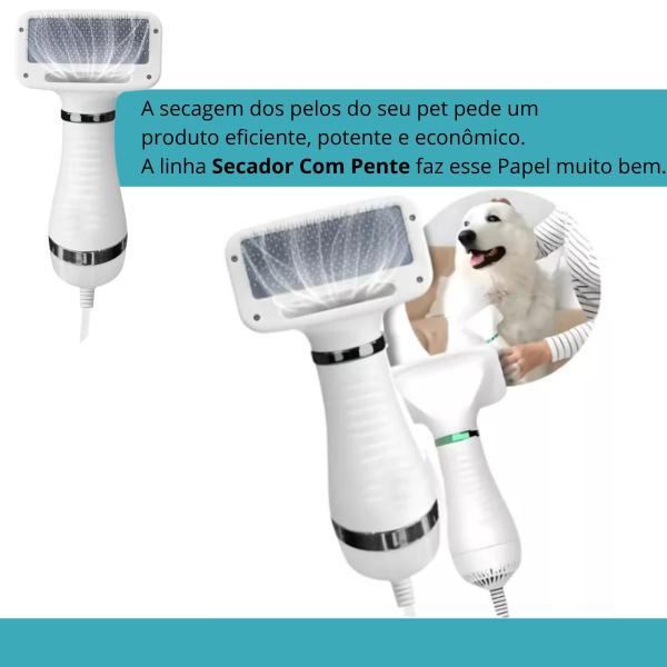 Imagem de Pente Secador Pet - Profissional Banho Tosa Cachorro Gato 110V ajustável e seguro