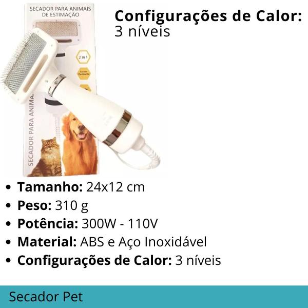 Imagem de Pente Secador Pet - Profissional Banho Tosa Cachorro Gato 110V ideal para cuidados