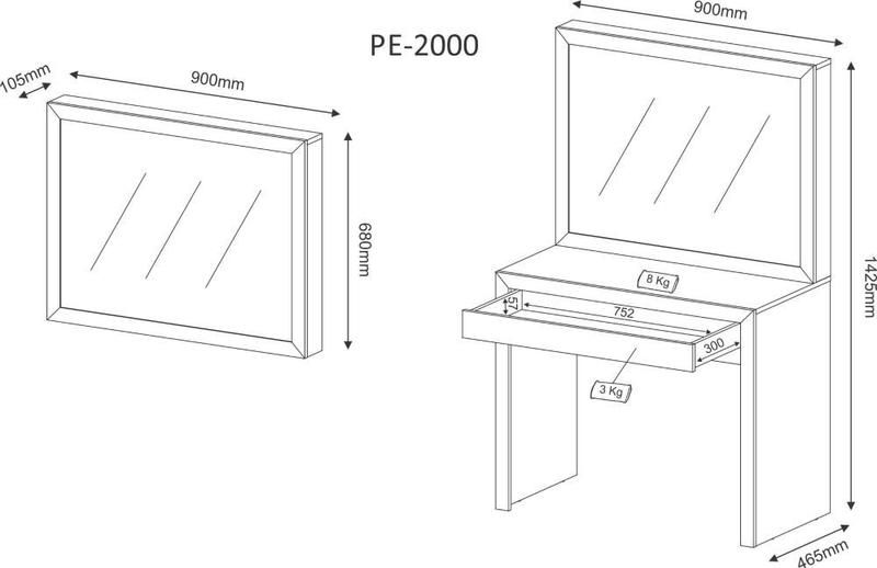 Imagem de Penteadeira 1 Gaveta PE2000 Branco - Tecnomobili