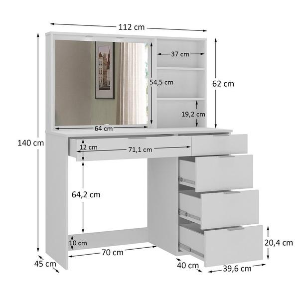 Imagem de Penteadeira 5 Gavetas 3 Nichos Branco - Foscarini