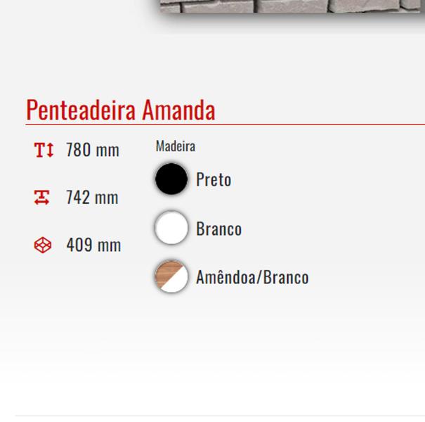 Imagem de Penteadeira Amanda Tuboarte com espelho 100% em MDF