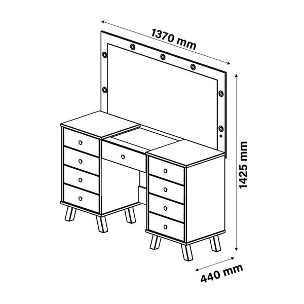 Imagem de Penteadeira Camarim com Espelho 9 Gavetas Eloa Patrimar Moveis