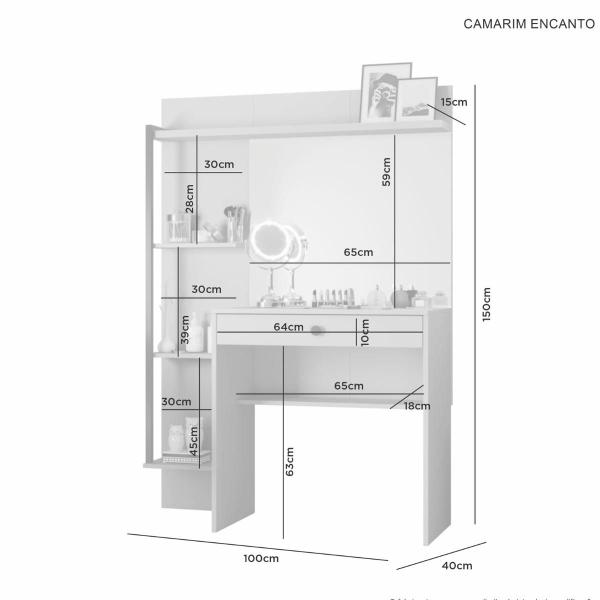 Imagem de Penteadeira Camarim Encanto 4 Prateleiras 1 Gaveta Com Espelho - Jcm
