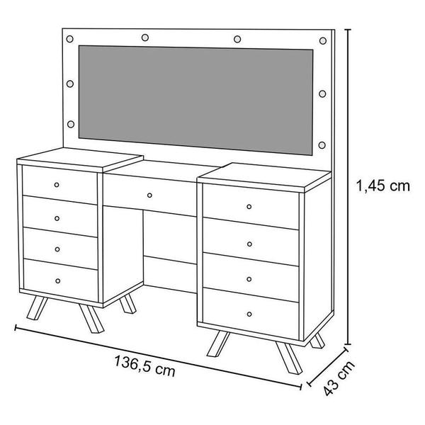 Imagem de Penteadeira Camarim Espelho 9 Gavetas MilaBranco Móveis Lupi
