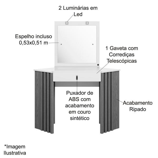 Imagem de Penteadeira Camarim Ripada Púrpura Com Espelho MDP