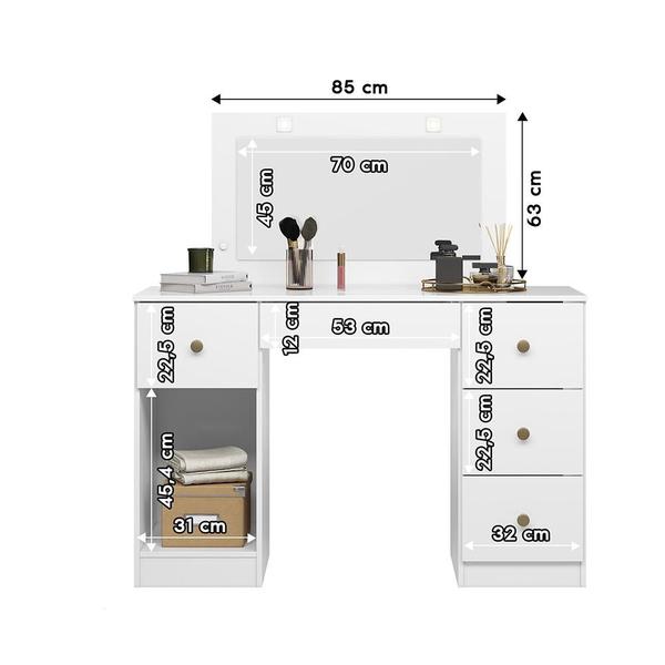 Imagem de Penteadeira Camarim Sonhos com 5 Gavetas e 1 Porta e LED