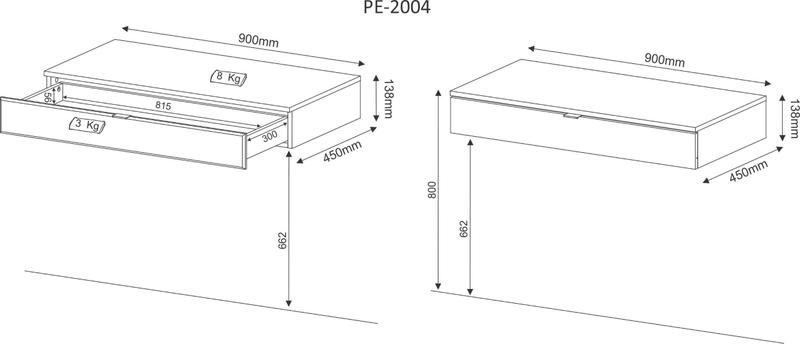 Imagem de Penteadeira Gaveta Suspensa PE2004 Branco  - Tecnomobili