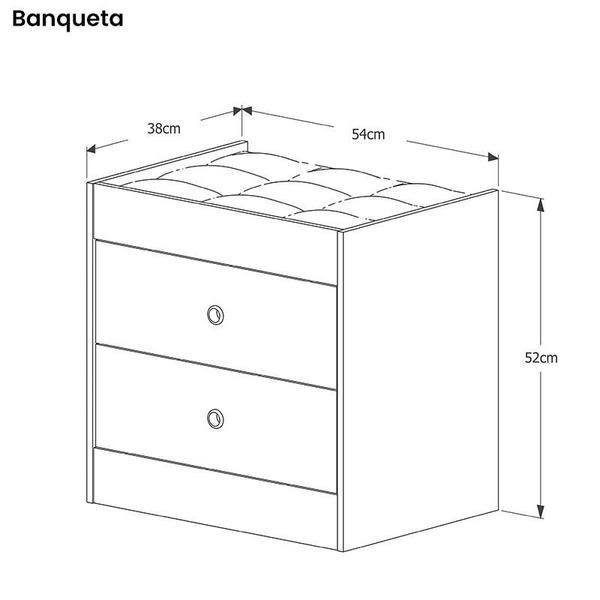 Imagem de Penteadeira Olivia 3 Gavetas Banqueta Embutida com Rodizios