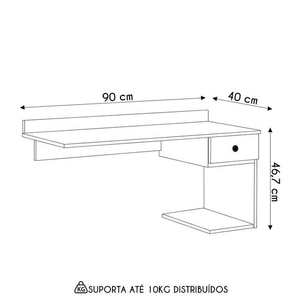 Imagem de Penteadeira Suspensa 90cm 1 Gaveta Vivenci Branco - EJ Móveis