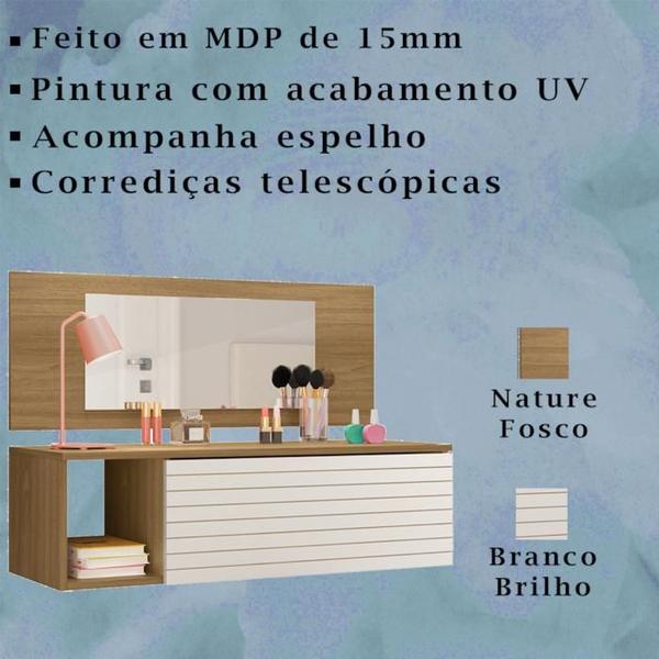 Imagem de Penteadeira Suspensa Com Espelho 8400 Nature Branco PLLA