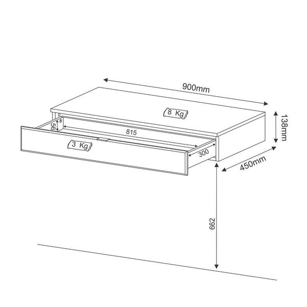 Imagem de Penteadeira Suspensa PE2004 Branco - Tecno Mobili