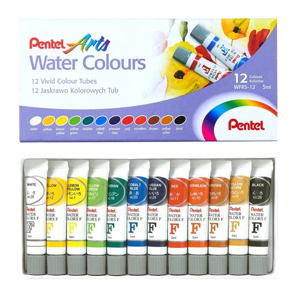 Imagem de Pentel Water Colours Tinta Aquarela Tubo 5ml 12 Cores WFRS12