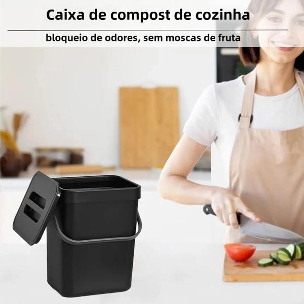 Imagem de Pequena Lata De Resíduos Plástica Com Tampa Pendurada Para Cozinha E Banheiro Recíclavel E Ecológica